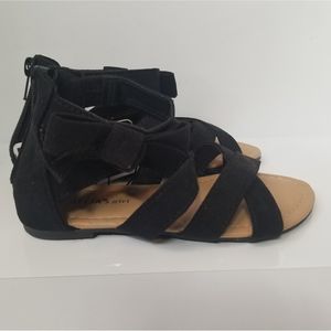 Delia*s girl black zip back sandals size 11